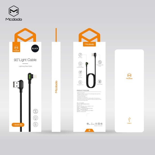 Cable Mcdodo 90° LED Iphone