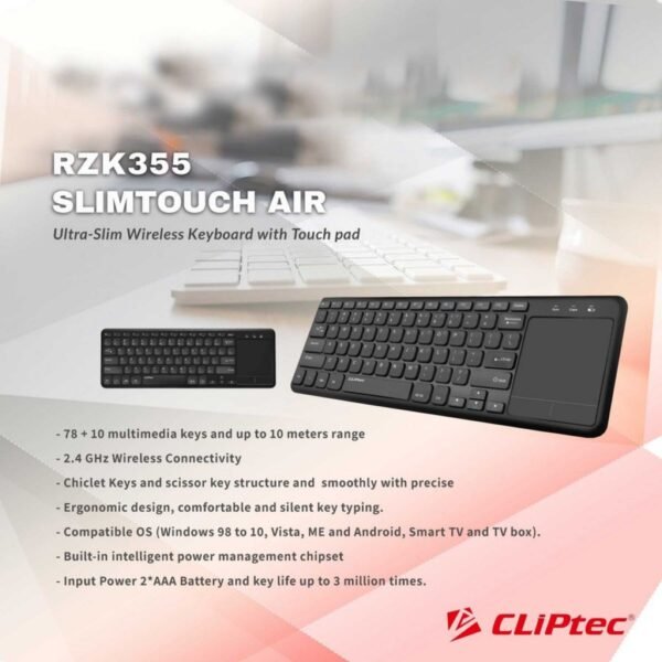 Teclado Cliptec 355 Slim Inalámbrico con Touchpad - Imagen 2